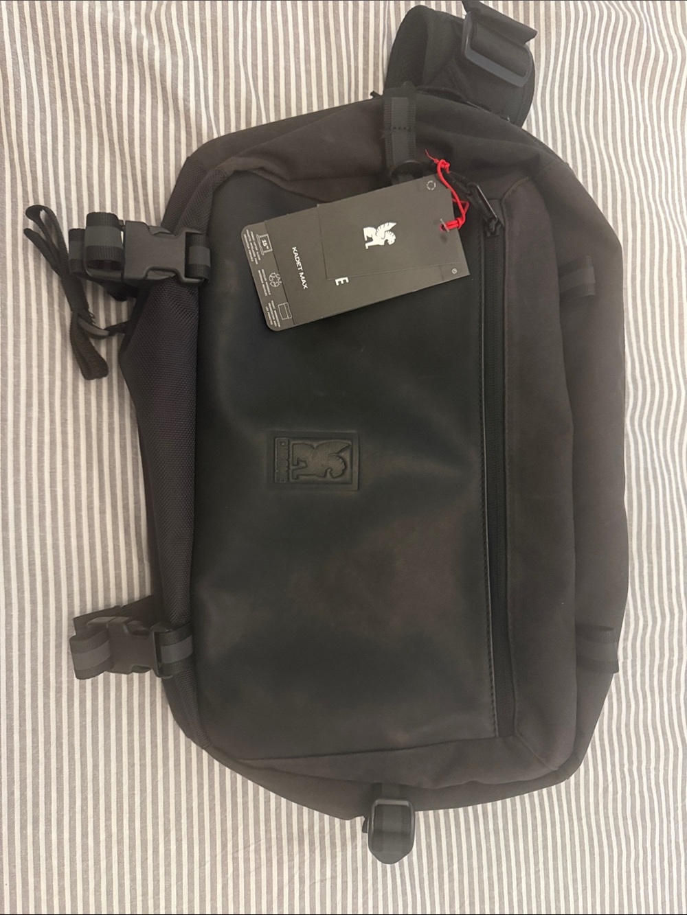 Black Men’s Sling Belt Bag with Subtle Logo waxed leather